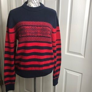 Tommy Hilfiger Blue Red Snowflake Wool Blend S